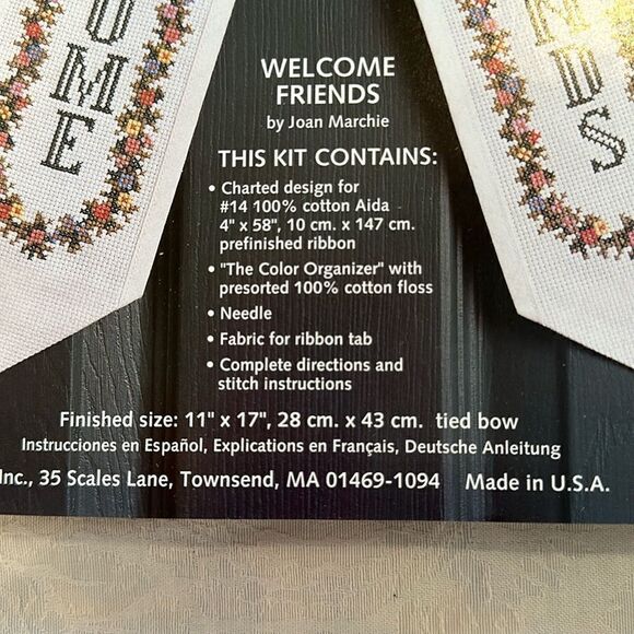 Counted Cross Stitch Kit Welcome Friends Bow Door Vintage Craft DIY - Picture 4 of 8